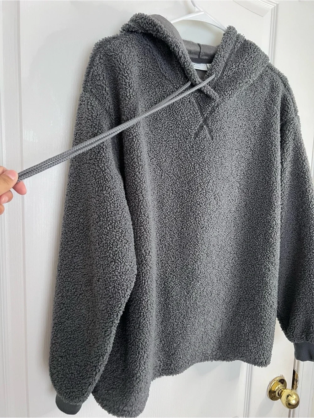 ASOS DESIGN Cozy Sherpa Hoodie in Charcoal Gray size 10